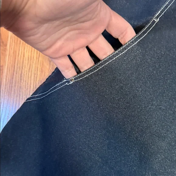 Bali Dark Blue Stretch Denim Sleeveless Shift Dress - Size L - Picture 5 of 9